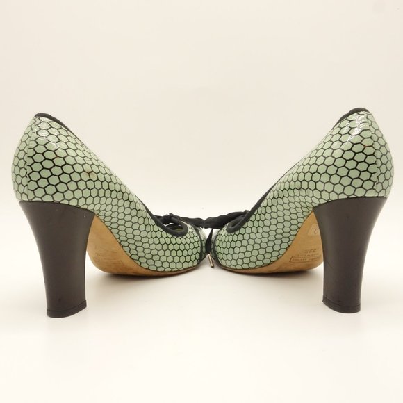 MARC JACOBS Vintage Heels Pale Blue Black Leather - Picture 6 of 9